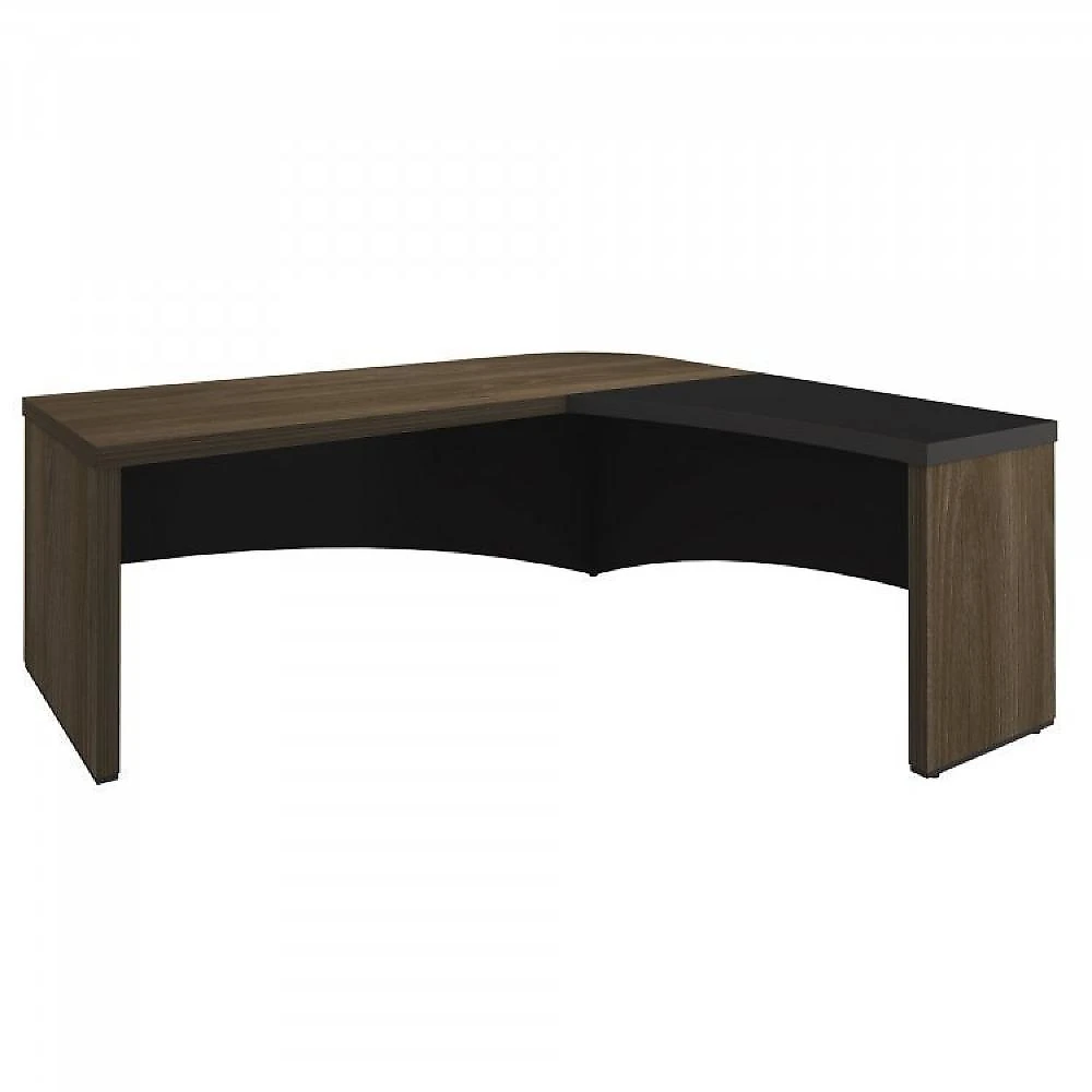 Kit 2 Peças 1 Mesa em L 1 Armário Alto com Nicho Tamburato Conjunto Escritório com Mesa LD com Armário Diretor Artany Charuto/Preto