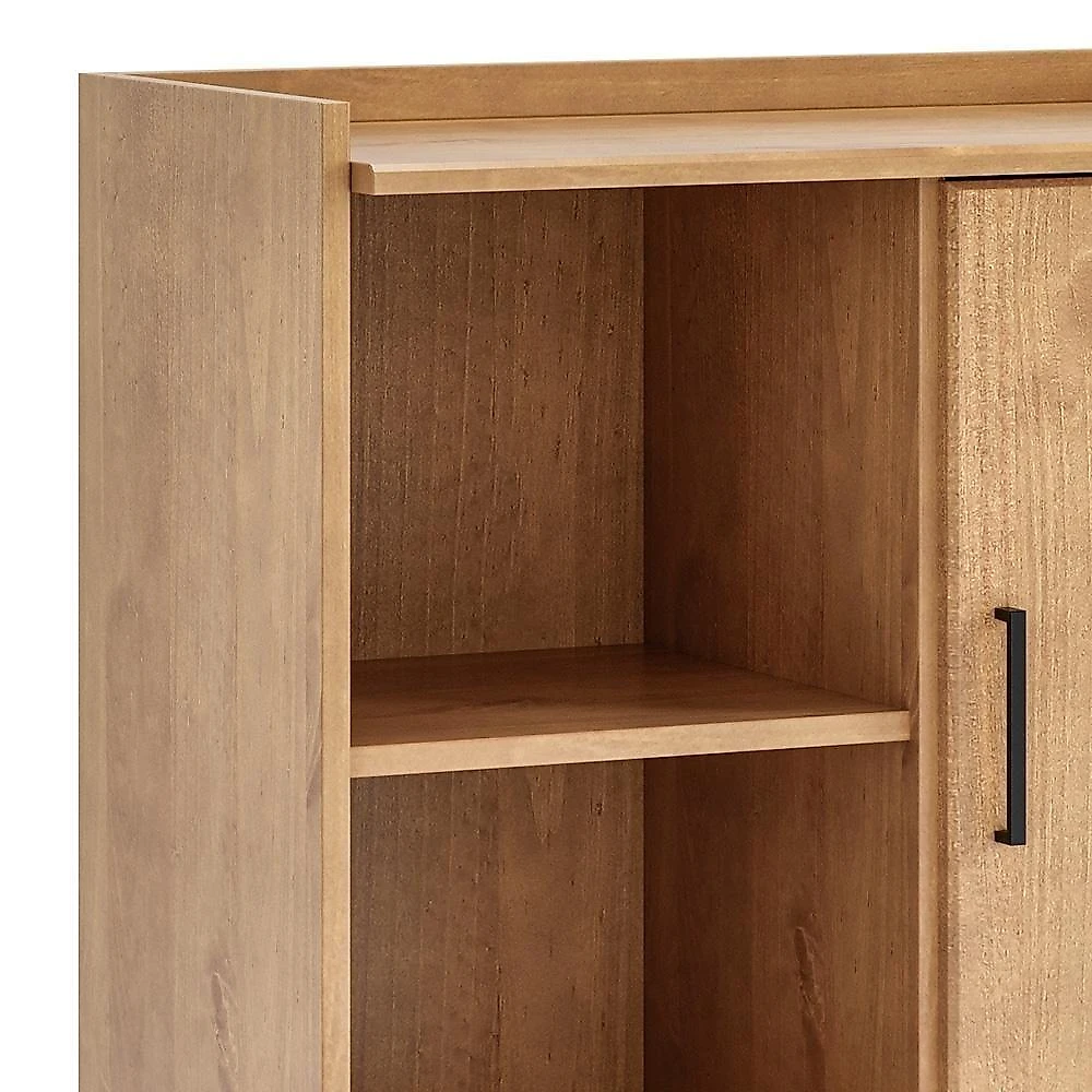 Balcão Aparador Bar Z25 1 Porta 2 Prateleiras Madeira Maciça 80CM Marrom