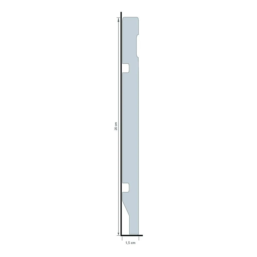 Rodapé de Poliestireno Frisado 20cm x 2,40m Rende 2,40 Metros Casa Grassi Rodapé de Poliestireno Frisado Scandian 2,4 m - Preto