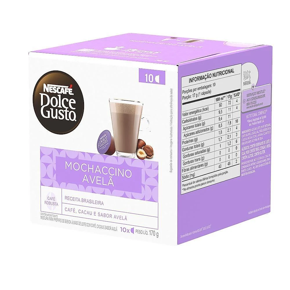 Cápsulas de Café Mochaccino Avelã Nescafé Dolce Gusto 10 Unidades