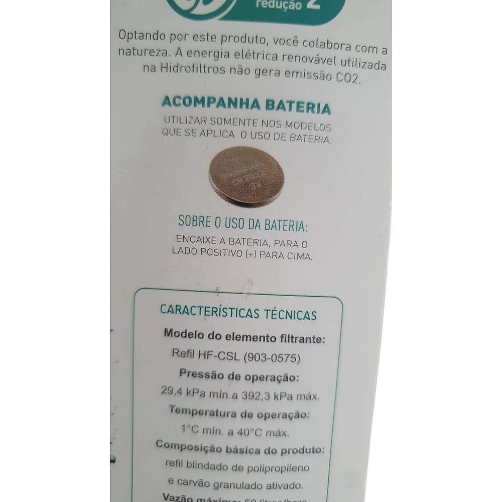 Refil de Filtro Hidrofiltros HF-CSL para Purificador de Água Compatível Consul CPC30 CPC31 CPB34