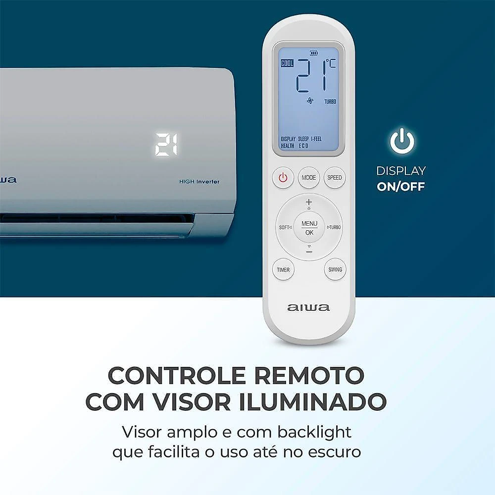 Ar Condicionado Aiwa Split High Wall High Inverter 12.000 Btus Frio AWS-AC-12F-EU 220V