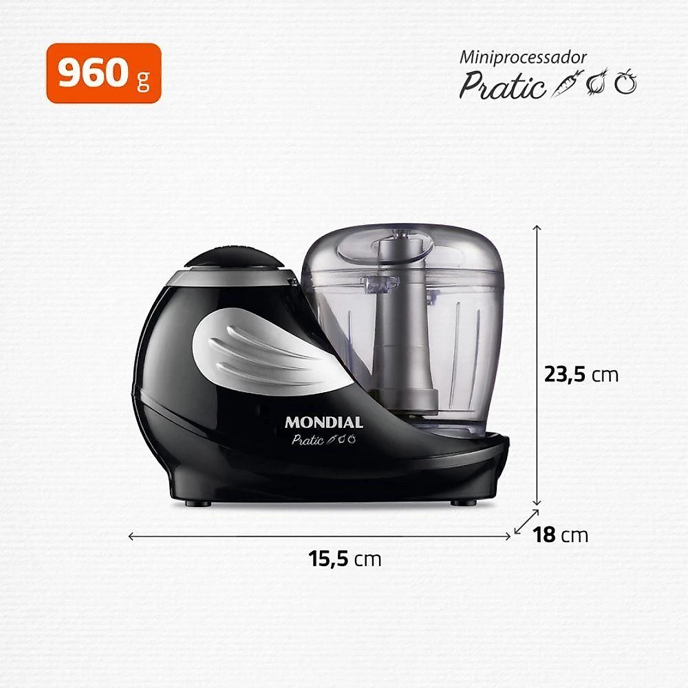 Mini Processador Mondial MP-05-B 150W Preto 110V