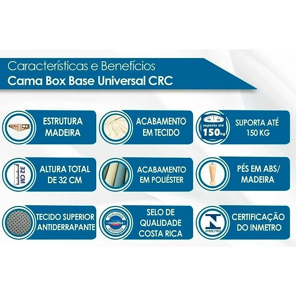 Conjunto Box King: Colchão Espuma Paropas D33 Anatômico Confort Ultra Firme + Base Crc Suede Clean (193x203)