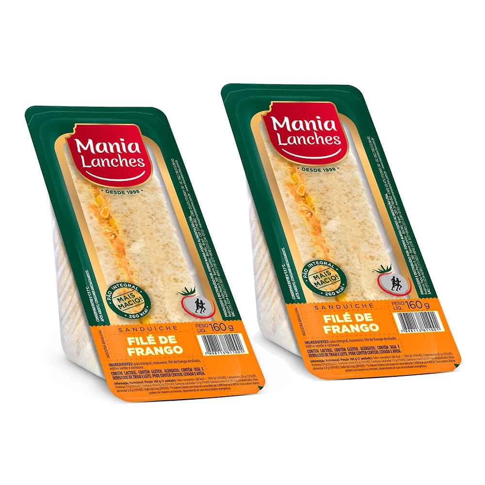 Kit 2 Sanduíche Mania Lanches Natural Light Filé de Frango