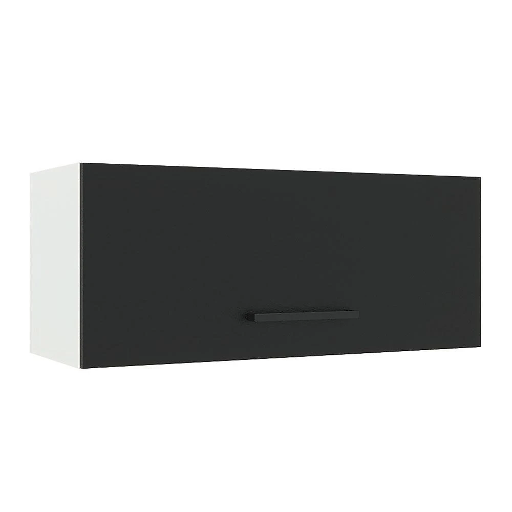 Armário de cozinha aéreo 80 cm 1 porta basculante branco/preto agata madesa