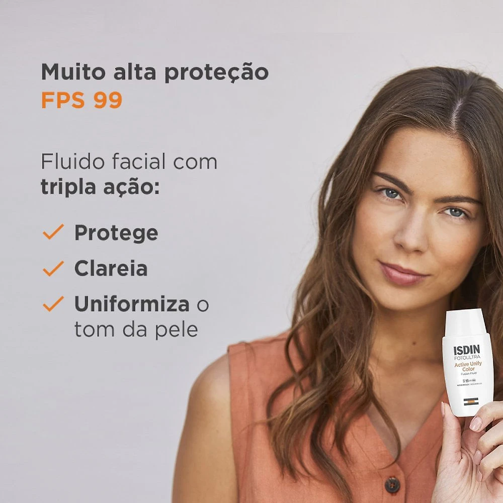 Clareador E Protetor Solar Isdin Active Unify Com Cor Fps99