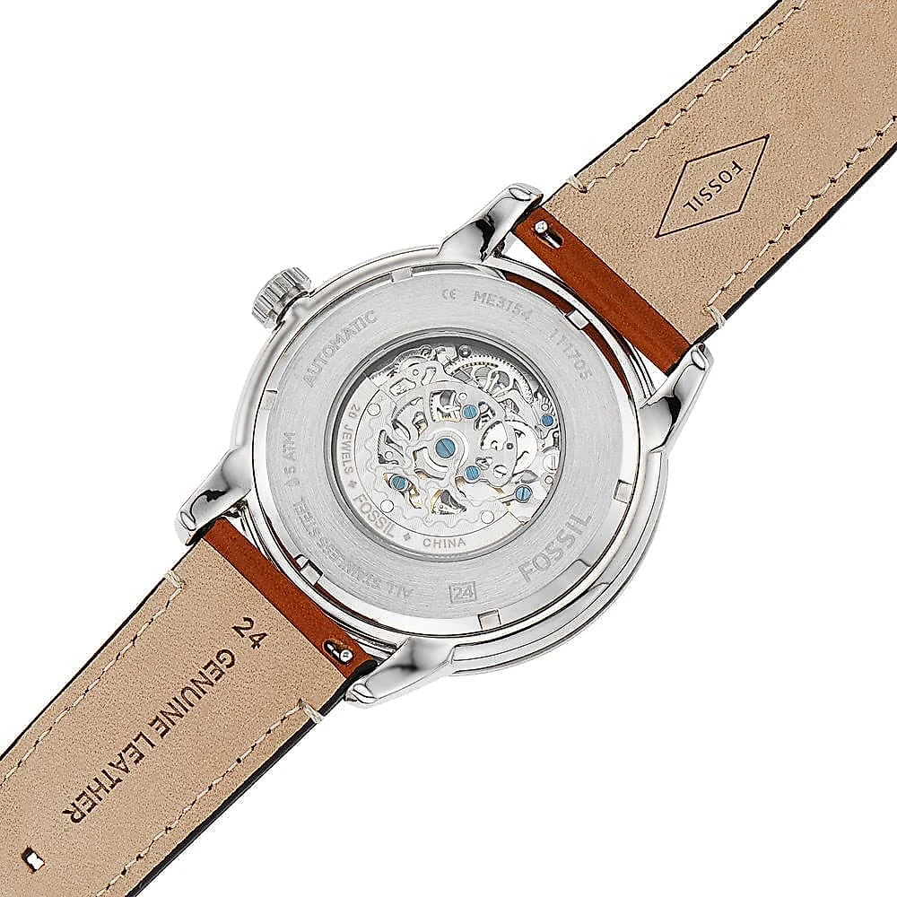Fossil Relógio Masculino Original de Quartzo Automático com P ulseira de Couro Marrom