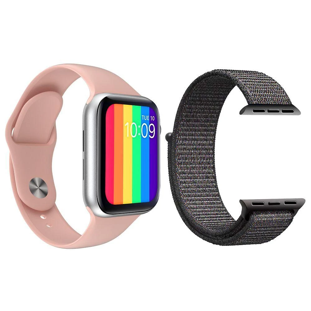 Kit 1 Smartwatch Iwo12 Lite Rosa + 1 Pulseira Cinza