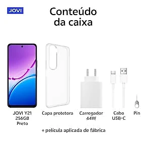 Smartphone JOVI Y21 4G Tela 6.68" 256GB Câmera 50MP Bateria 6500mAh Preto