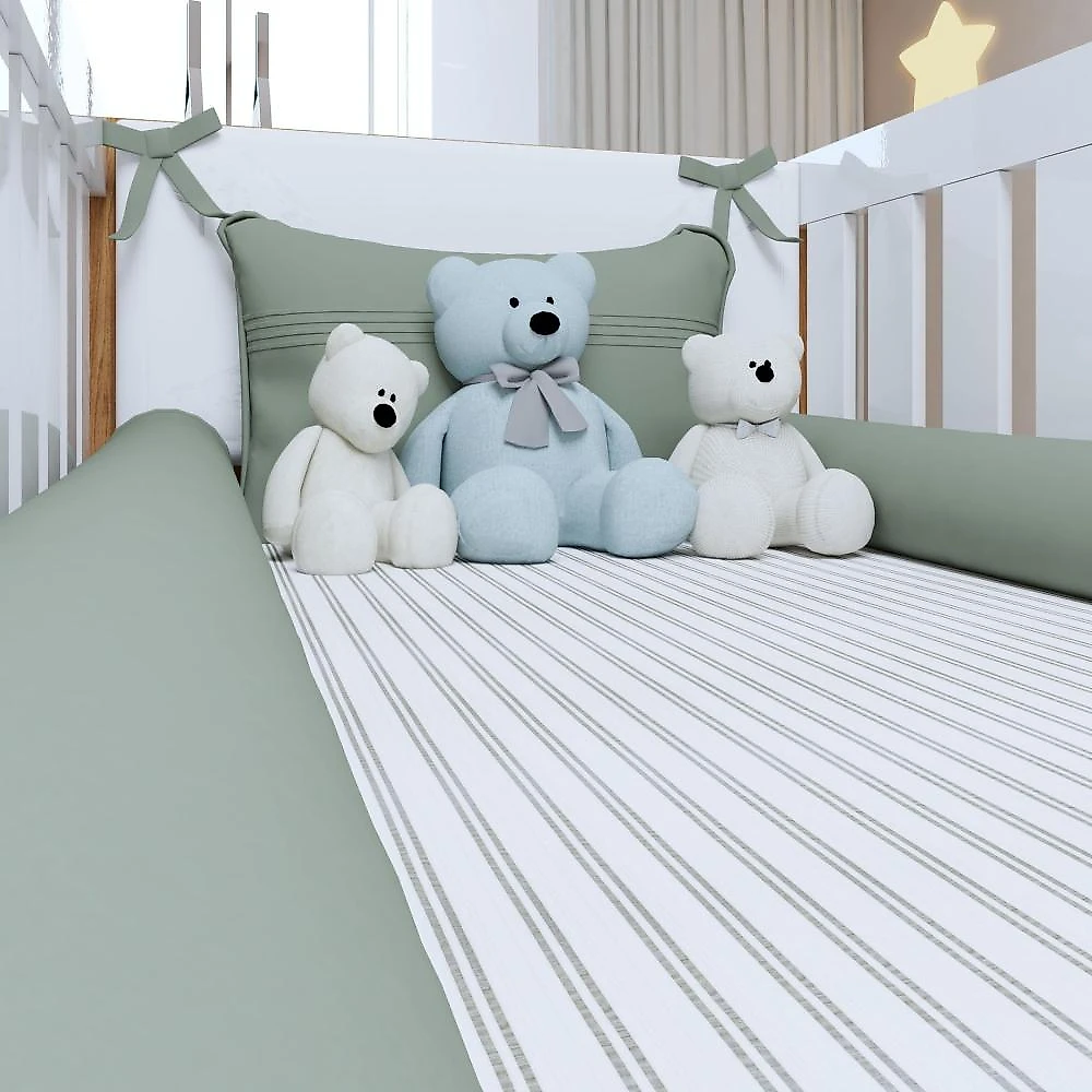 Quarto de Bebê 100% MDF Berço Minicama com Colchão, Cômoda e Guarda Roupa 3 Portas Life Branco/Ypê