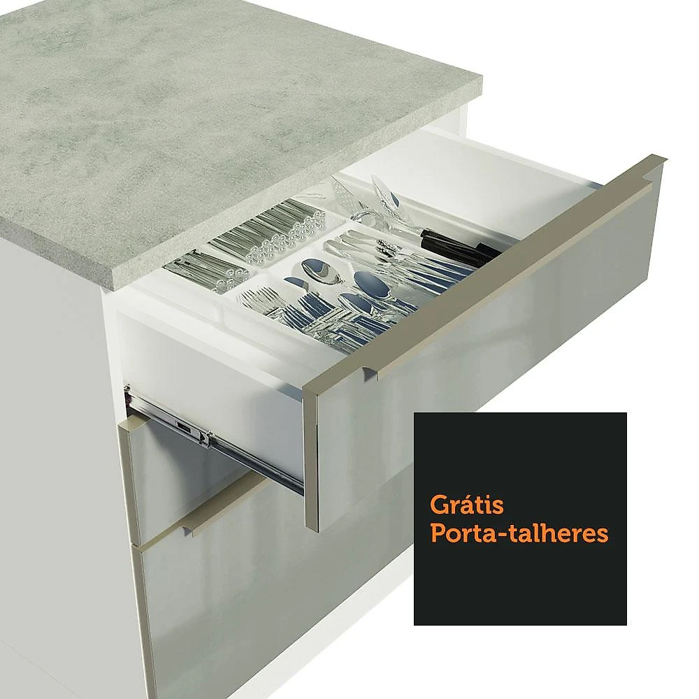 Cozinha Completa Madesa Lux 240002 com Armário e Balcão - Branco/Cinza Branco/Cinza