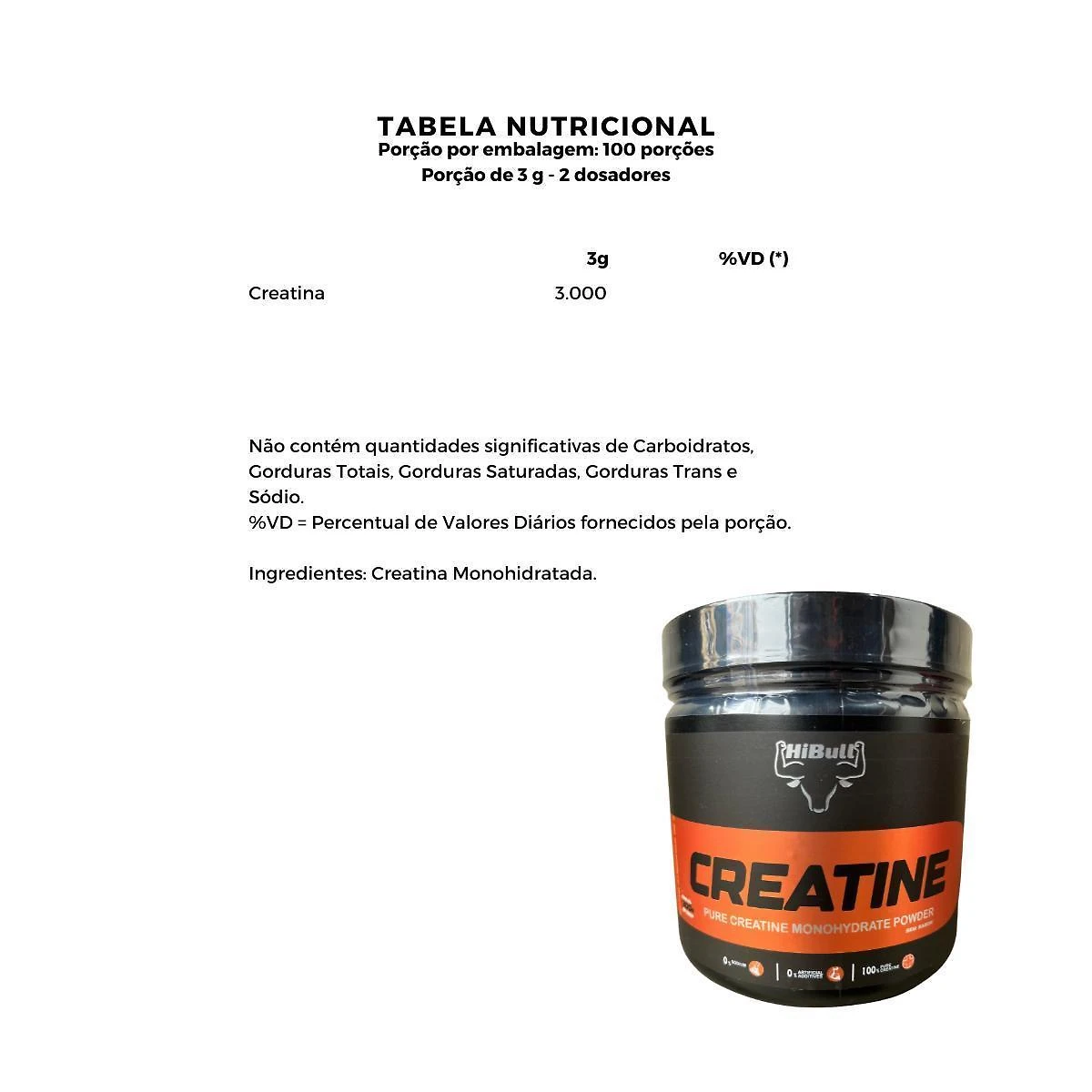 Miniatura Creatina 300G Creatine Pure Monohydrate Powder Hibull