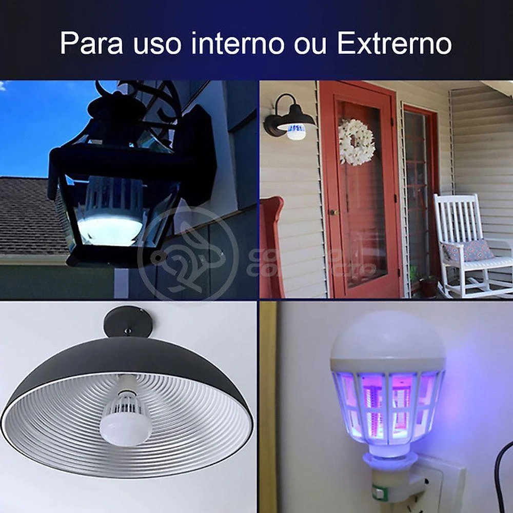 Lâmpada Luz Led Branco 15w Atrai Choque Mosquito