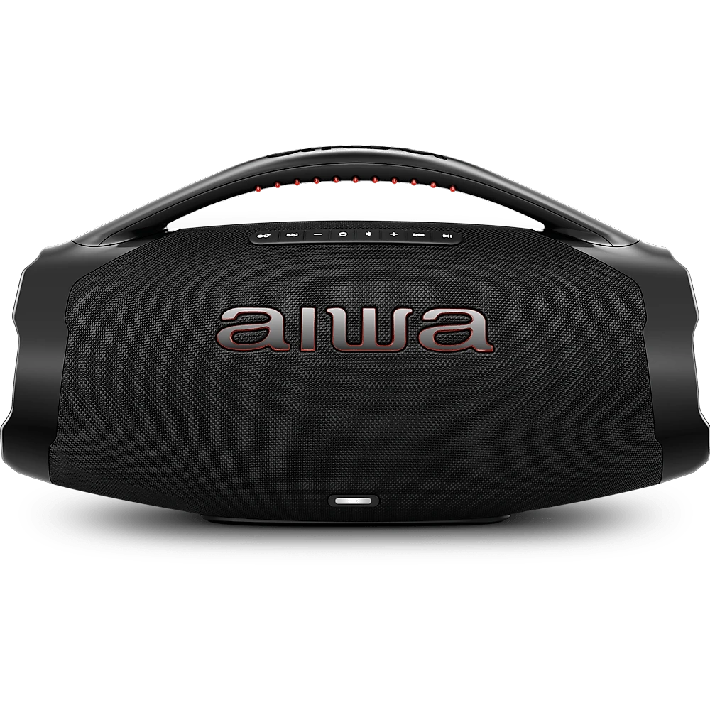 Miniatura Caixa de Som Boombox Plus AIWA BBS-01-B 200W Bluetooth 30H IP66 USB Preto BOOMBOX AWS-BBS-01-B BIVOLT