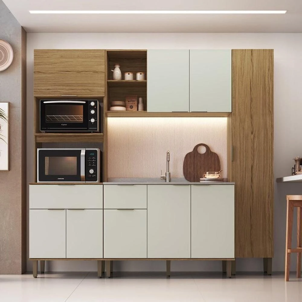 Cozinha Modulada 4 Peças com Paneleiro Florença Naturalle/Sabbia