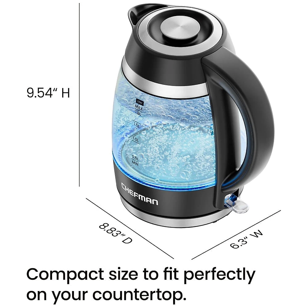 Fervedor de Água Rápido Chefman 1,8L 1500W: Prático, Seguro e Eficiente para sua Cozinha!