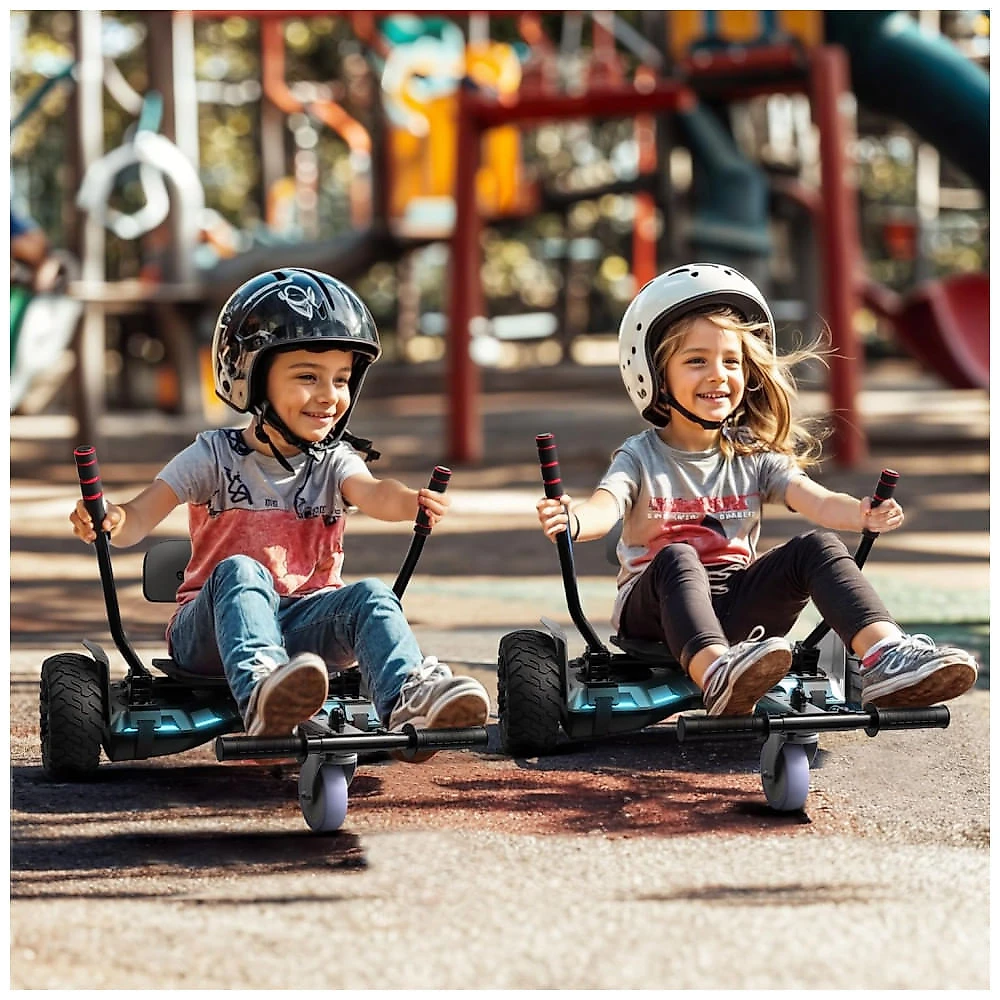 Hoverboard com Assento para Crianças e Adultos, Auto Balanceamento 6,5 e 8,5 polegadas, Bluetooth com Luzes LED Coloridas - Kart com Rodas Grandes