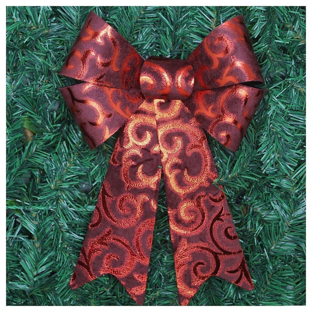 Kit 4 Enfeite árvore Natal Laço Vermelho Camurça 31 Cm