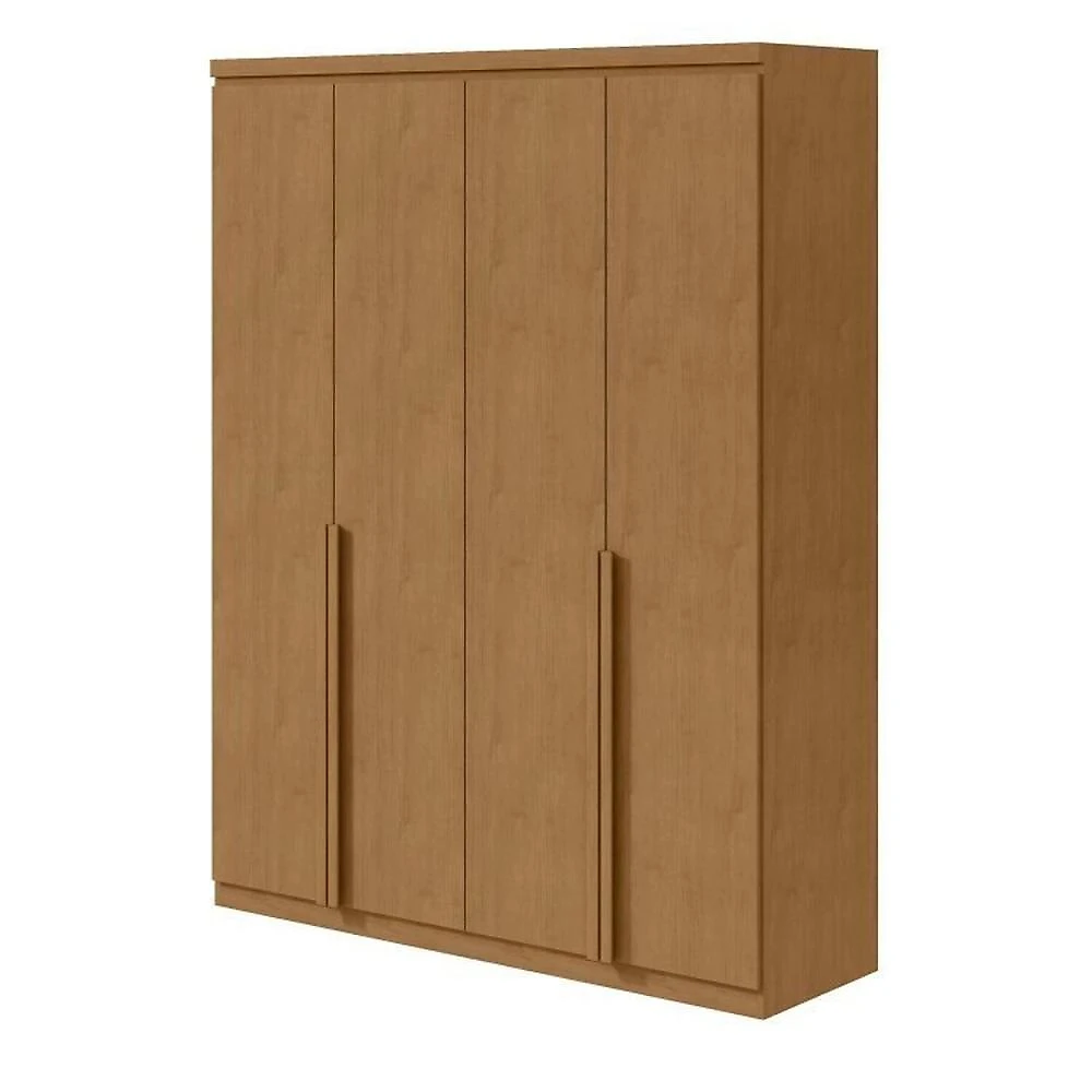 Quarto Infantil com Guarda-roupa Solteiro 4 Portas 2 Gavetas Alonzo e Cama Solteiro Athenas Amêndoa Clean