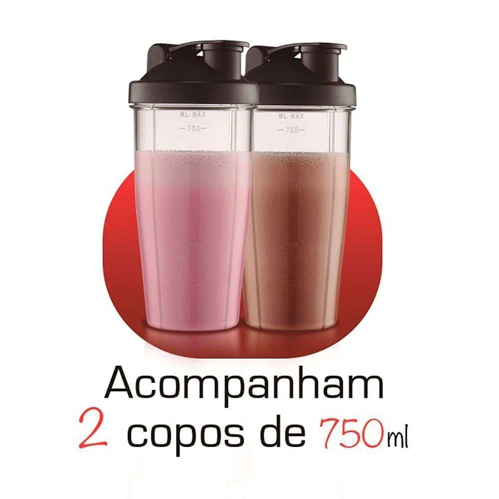 Liquidificador portátil mondial personal blender dg-01 300w 0,75l 2 velocidades preto 110v