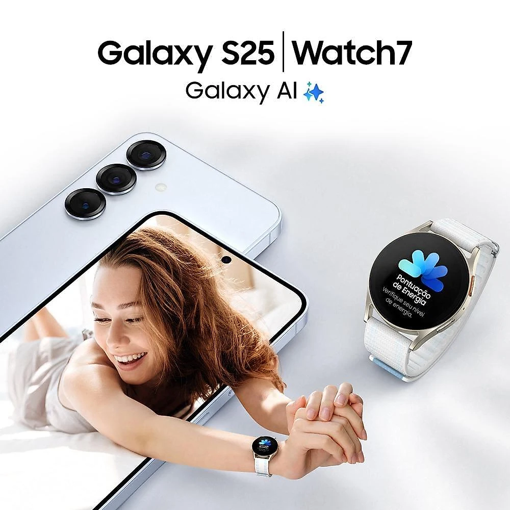 Smartphone samsung galaxy s25 5g prata 256gb, tela de 6.2", 12gb ram, ai inteligência artificial, ip68, processador snapdragon 8 elite e câmera tripla