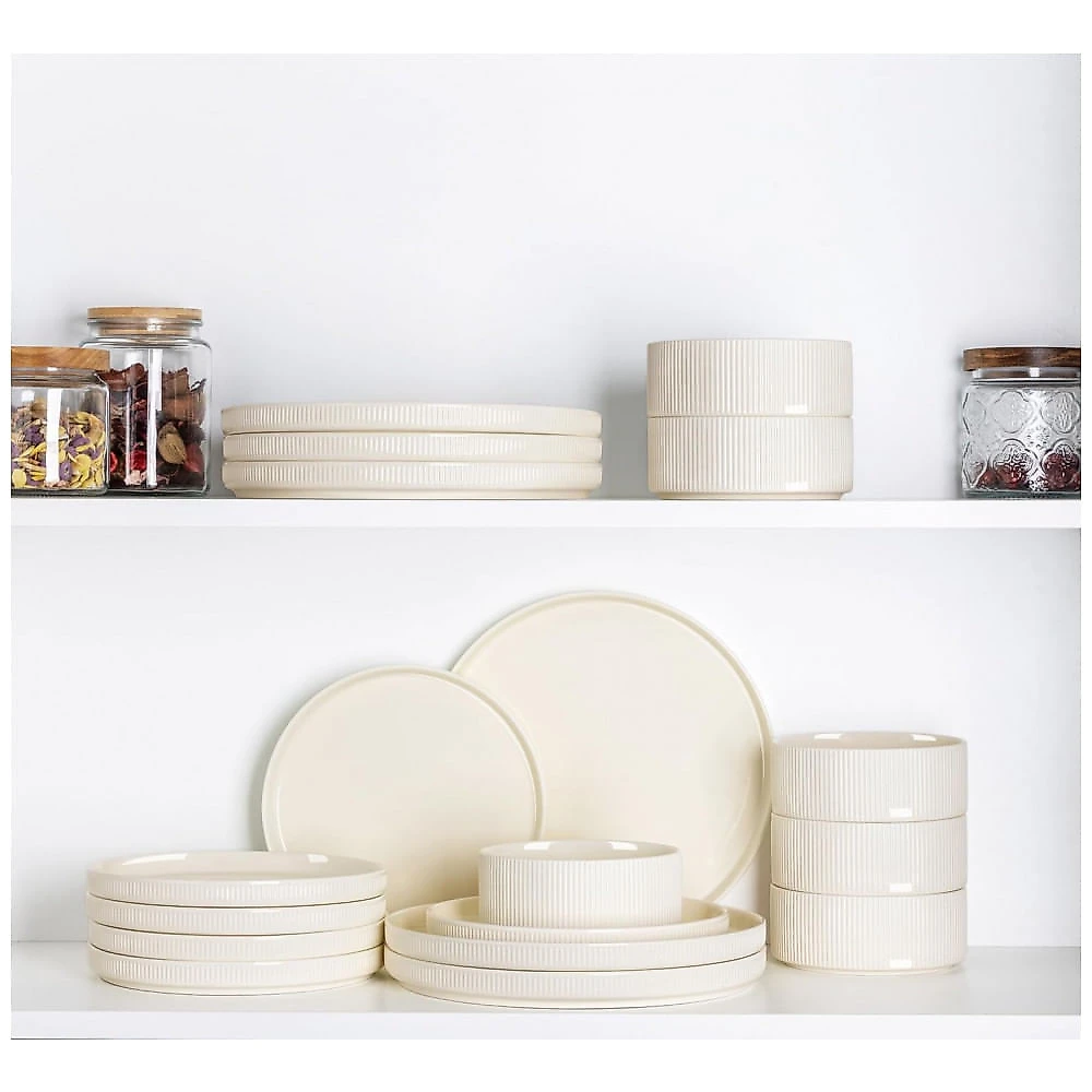 Conjunto de Jantar de Cerâmica TheTerra para 4 Pessoas, 12 Peças de Pratos e Tigelas de Porcelana Leves, Resistente a Riscos, Seguro para Forno, Micro Conjunto de Jantar de Cerâmica TheTerra para 4 Pessoas, 12 Peças de Pratos e Tigelas de Porcelana Leves, Resistente a Riscos, Seguro para Forno