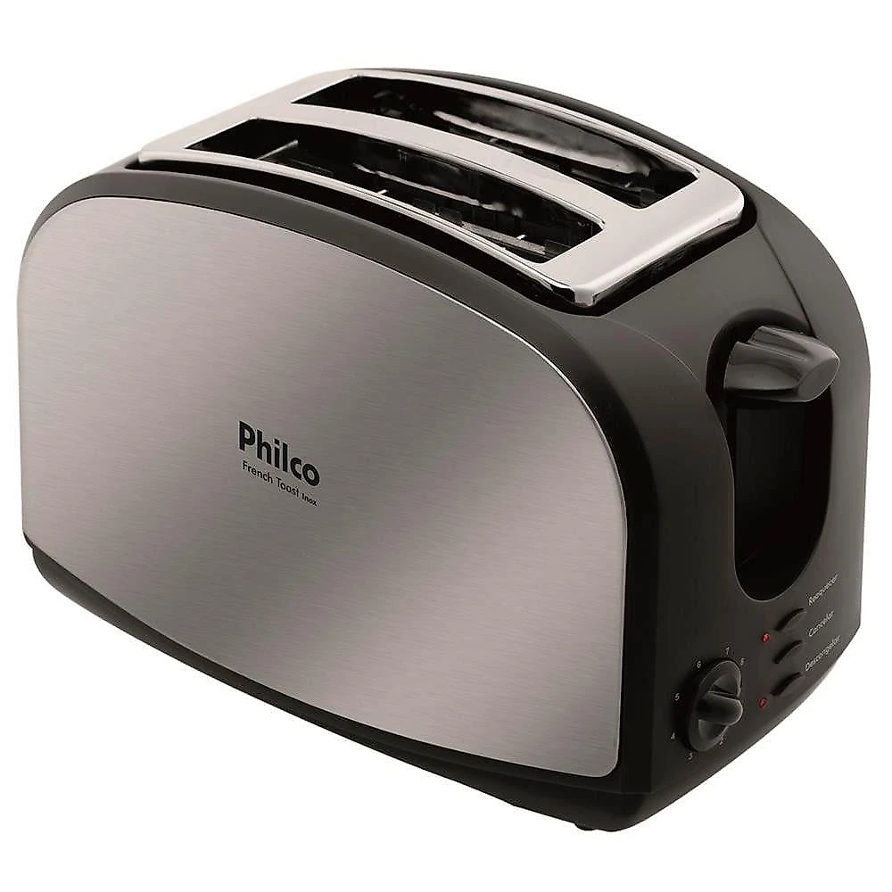 Torradeira french toast philco com 8 níveis de tostagem - inox/preto 110