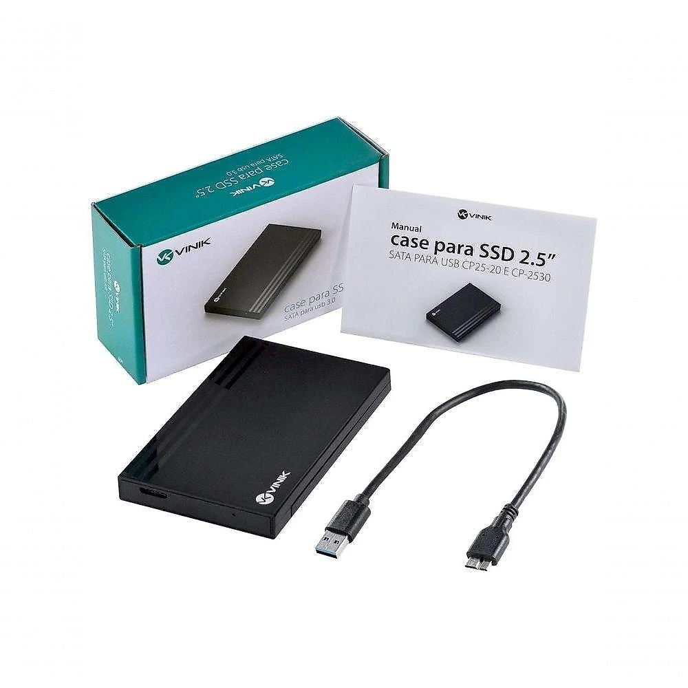 Case Externo para SSD 2.5" CP25-30 com Interface SATA USB 3.0 5 Gbps Preto Vinik