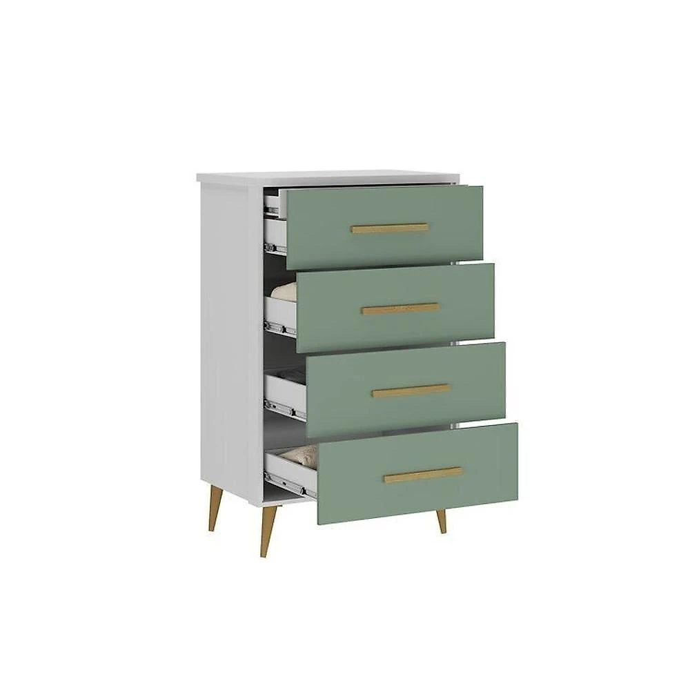 Quarto Infantil Completo Guarda-Roupa 2 Portas 2 Gavetas com Cômoda Magia Espresso Móveis Rosa/Branco
