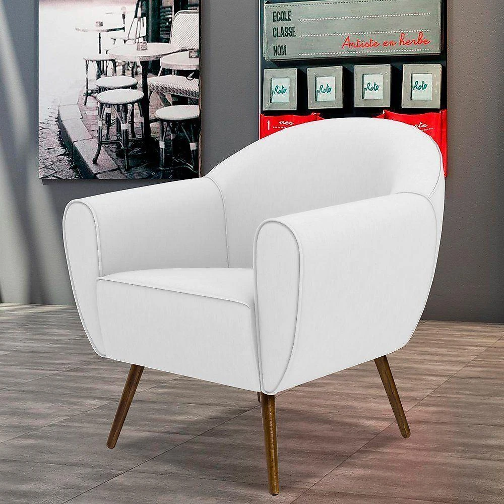 Kit 02 Poltronas Com Pés Palito Nina D02 Corano Branco C-12