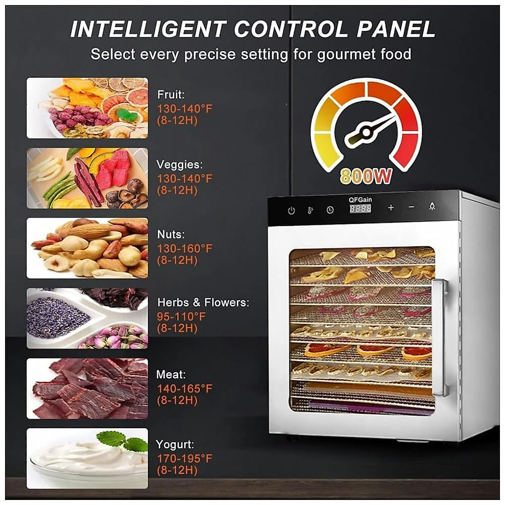 Desidratador de Alimentos ZZBSOD 10 Bandejas 1000W Inox com Timer 110V
