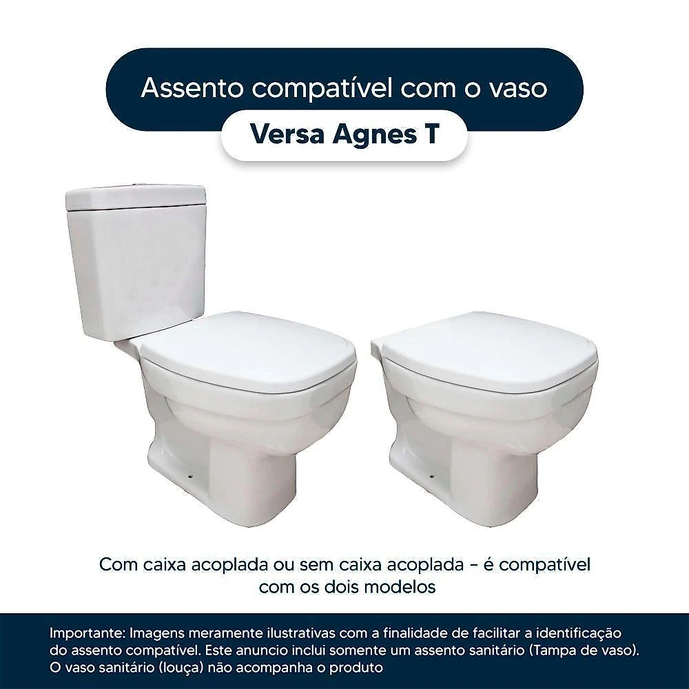 Assento Sanitário Versa Alongado Polipropileno Parafusado Fechamento Suave Branco Pontto Lavabo