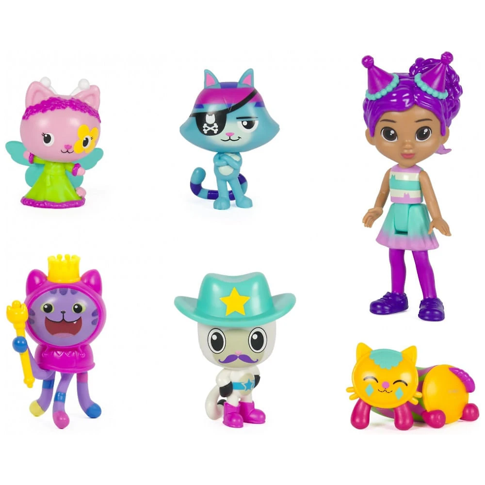 Conjunto de Figuras Temáticas de Celebração com Gabby Girl e 5 Cat Toy Figures - Acessórios Surpresa de Dollhouse, Brinquedos para Meninas e Meninos,