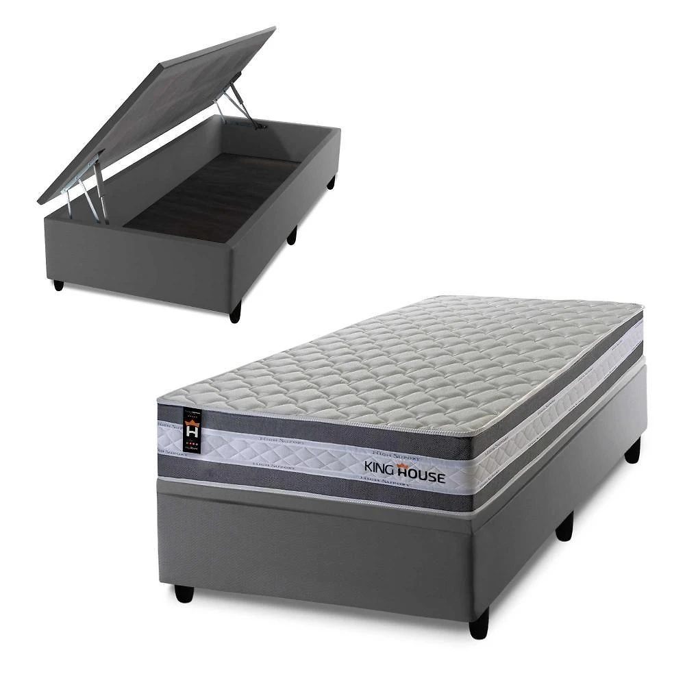Cama Box Baú Alpine 96x203 C/ Molas Ensacadas King House