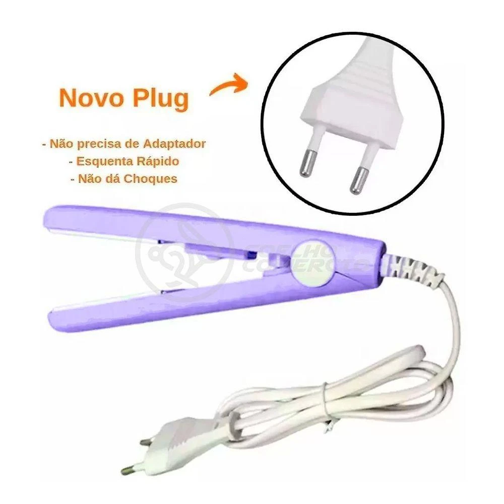 Mini Chapinha Prancha Portátil 17Cm Bivolt Profissional Roxo