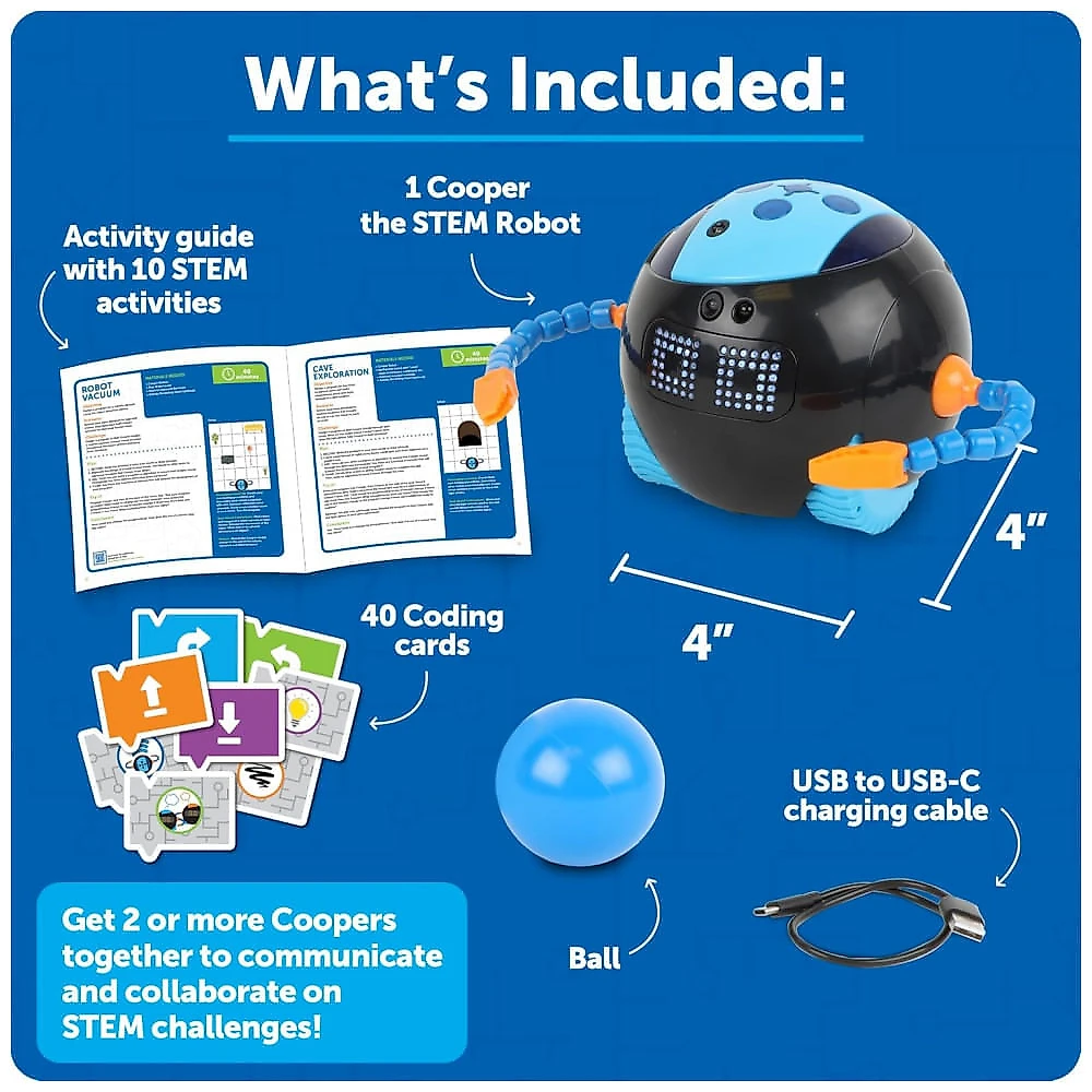 Learning Resources Cooper o Robô STEM - Codificação para Crianças, Brinquedos Educacionais, Robótica, Programação Montessori