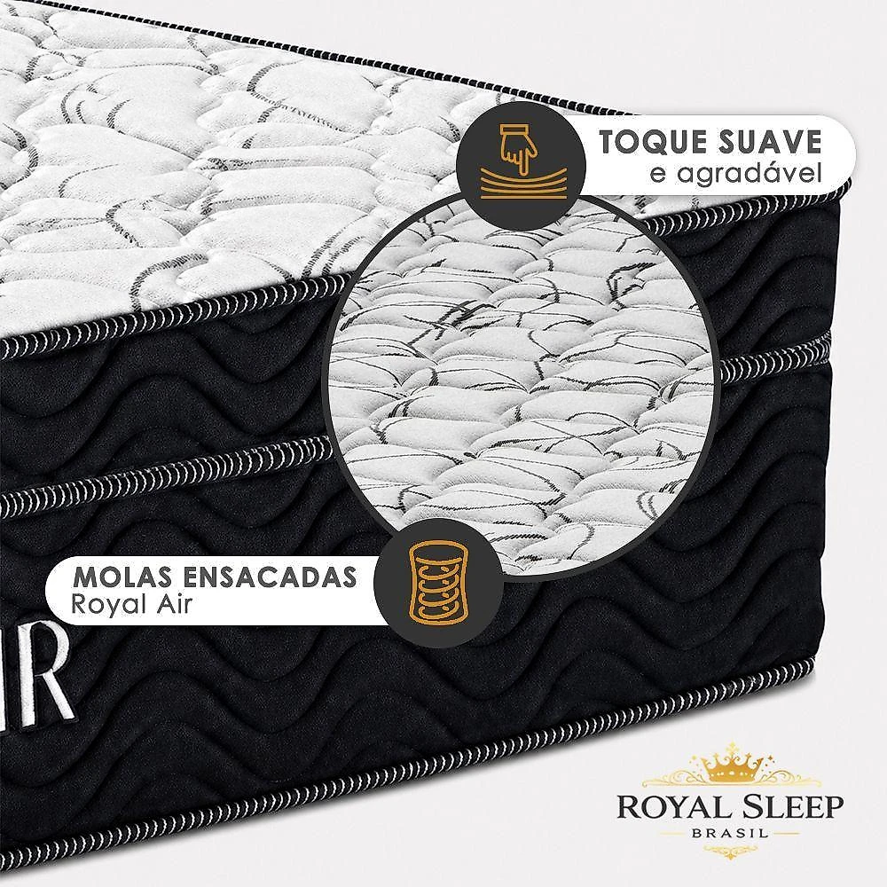 Cama Box com Baú King Royal Air Pillow Top Molas Ensacadas Preto Royal