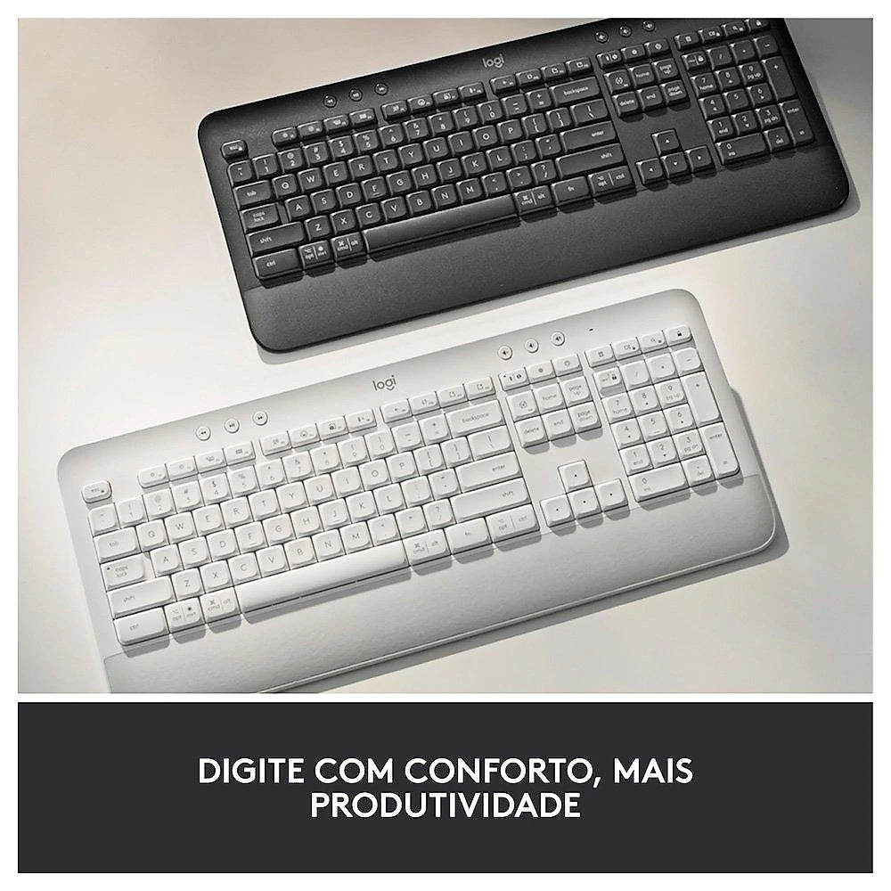 Teclado Sem Fio Logitech Signature K650, Bluetooth, USB, Com Apoio para as Mãos, US, Branco - 920-010965