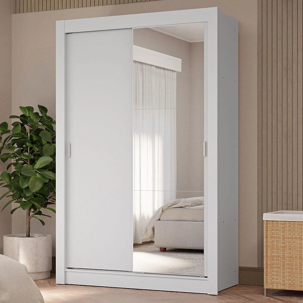 Miniatura Guarda-Roupa Solteiro 2 Portas de Correr com Espelho 4 Gavetas Branco Vivare Plus Madesa Branco