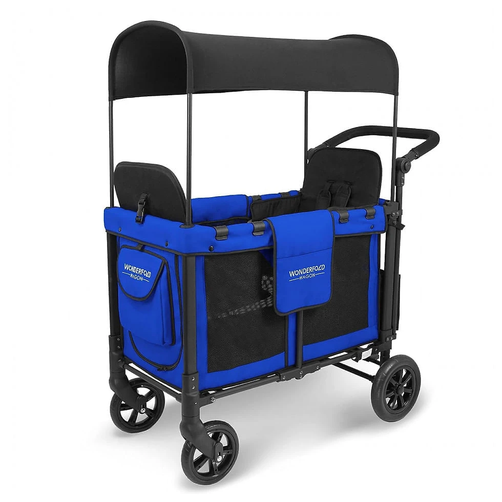 Carrinho de Passeio para 2 Crianças Multifuncional com Cobertura Removível e Dobramento, até 90 kg, WONDERFOLD W2, Ci...