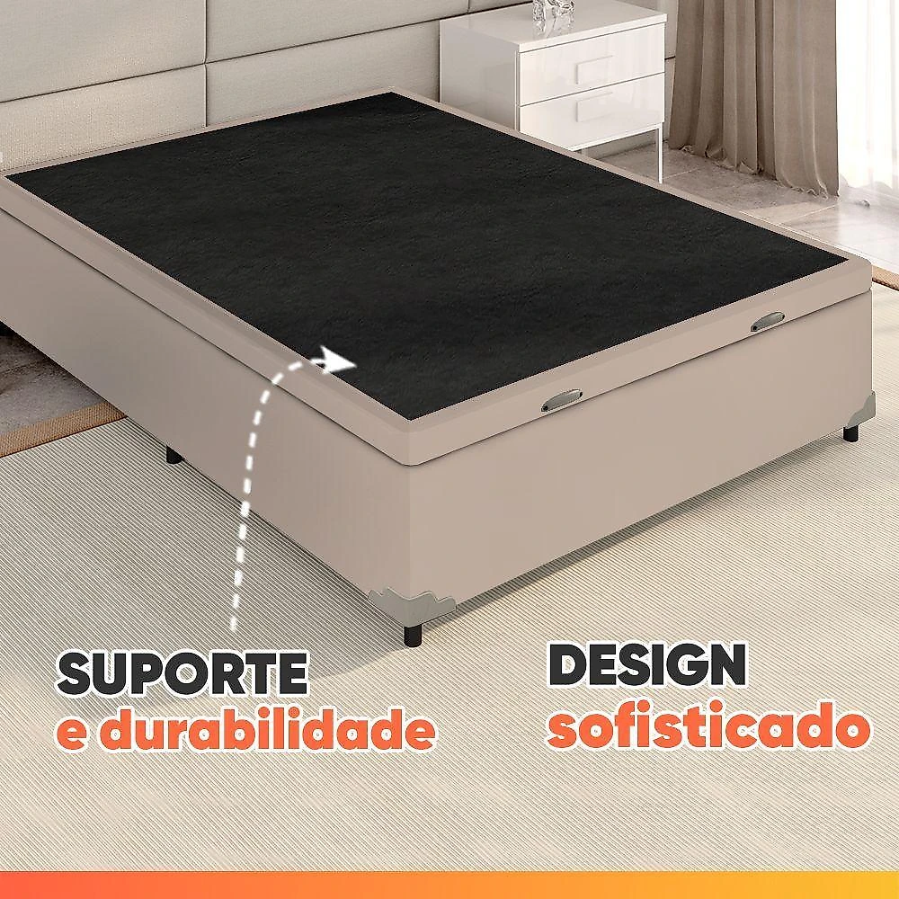 Cama Box Baú Casal Molas Ensacadas Bali 138x188x63cm Bege