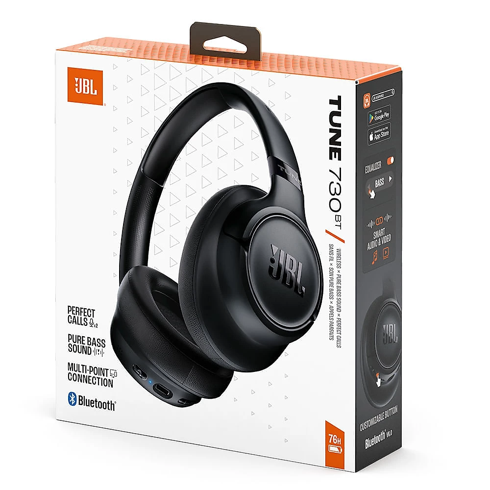 Fone de Ouvido Bluetooth JBL Tune 730BT Headphones Over-ear Preto Bivolt