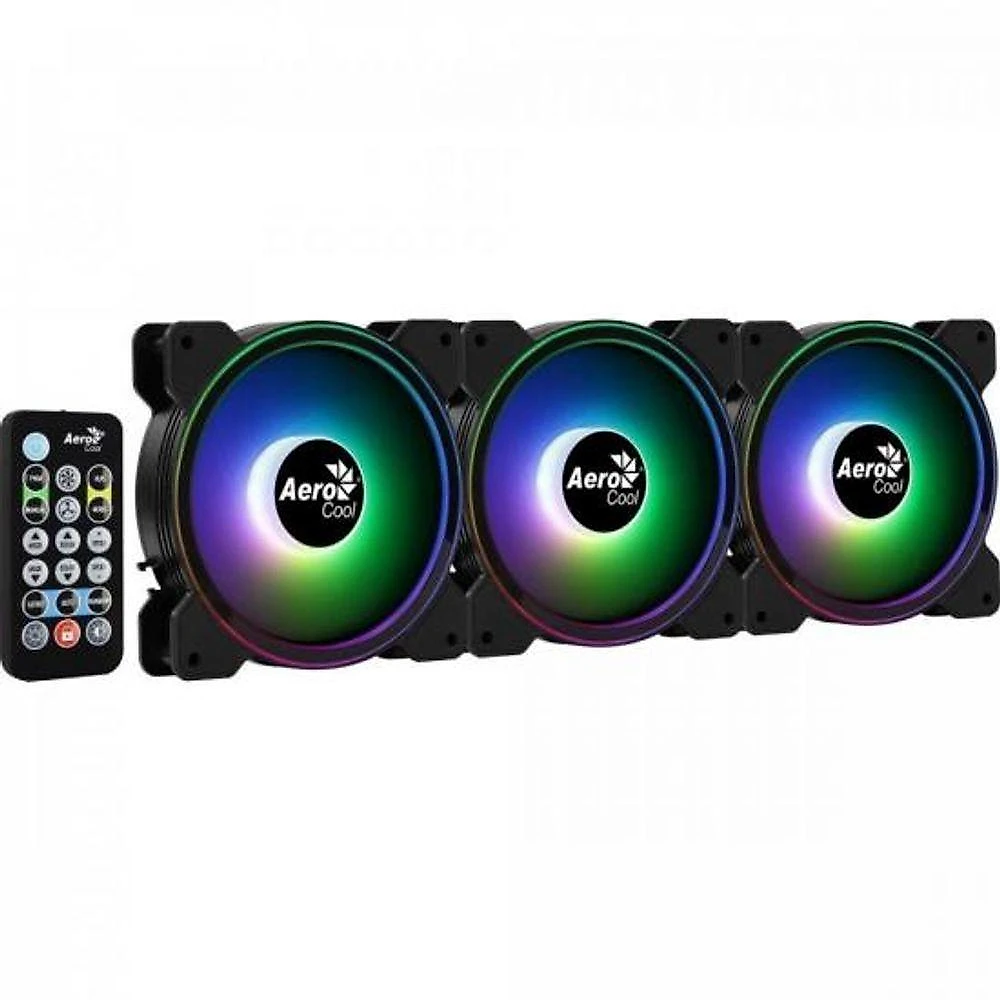 Kit de Coolers para Gabinete Saturn 12 Pro ARGB com 3 Ventiladores 120MM e Hub H66F Preto Aerocool