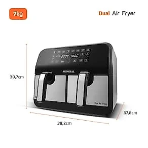 Fritadeira Elétrica Sem Óleo Air Fryer Mondial AFD-01-BI 8L Digital com Cesto Duplo– Preta/Inox 110V