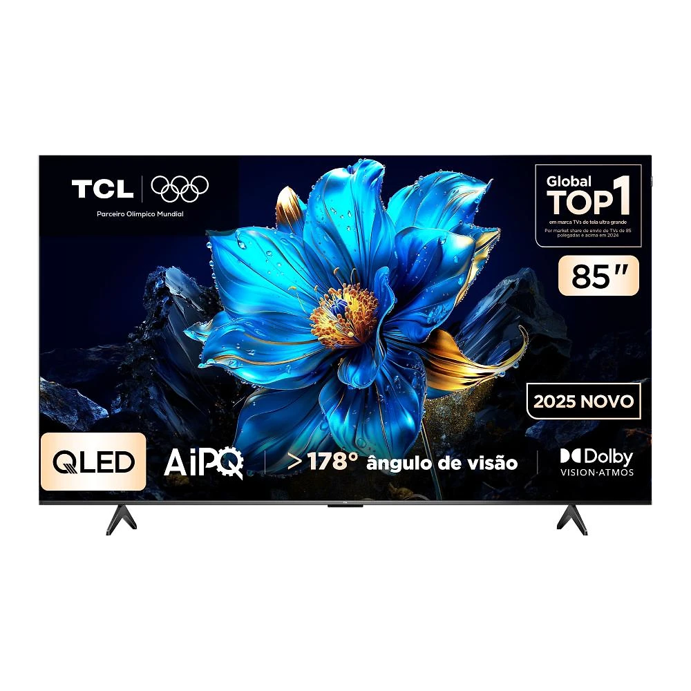 Smart tv 85” tcl 85p7k 4k qled uhd 60hz com sistema operacional google tv