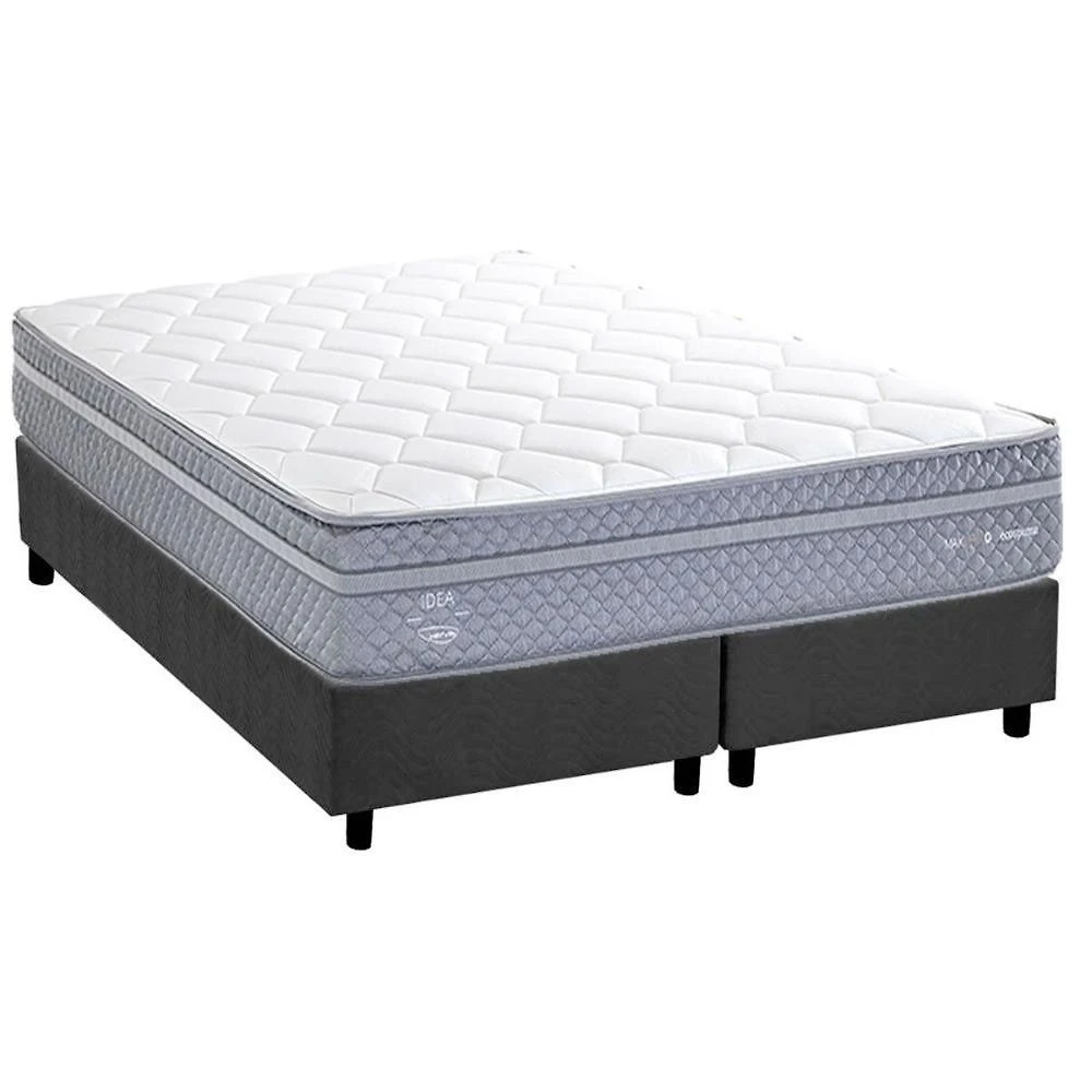 Cama Box com Colchão Queen Suede Gray Euro Pillow Molas Ensacadas Cinza Herval