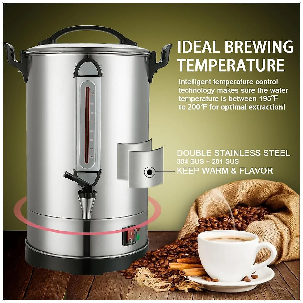 Bule Elétrico para Café CAZACHEF Inox Prata Capacidade 100 Xícaras Filtro Aço Inox 1300W Voltagem 110V