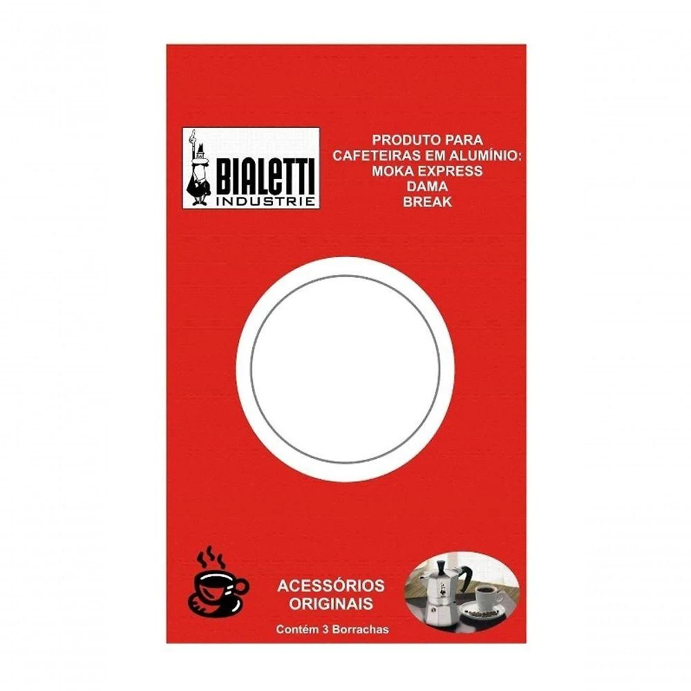 Kit Reparo Bialetti Moka Express 3 Anéis Vedação Borracha com Filtro de Aço 1 Xíc