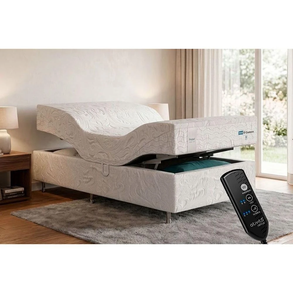 Cama Articulada Motorizada Solteiro com Colchão Cavalcante Twin Bivolt Branco Probel